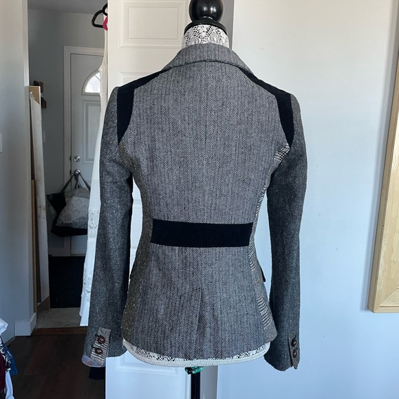 VTG Anthropologie Cartonnier Alma Mater Patchwork Herringbone Blazer Jacket.Sz 2 - Picture 8 of 10